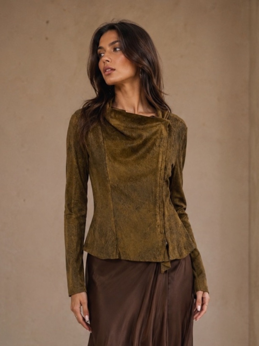 BNCI Faux Suede Moto Jacket | Asymmetrical Zip | Size Medium